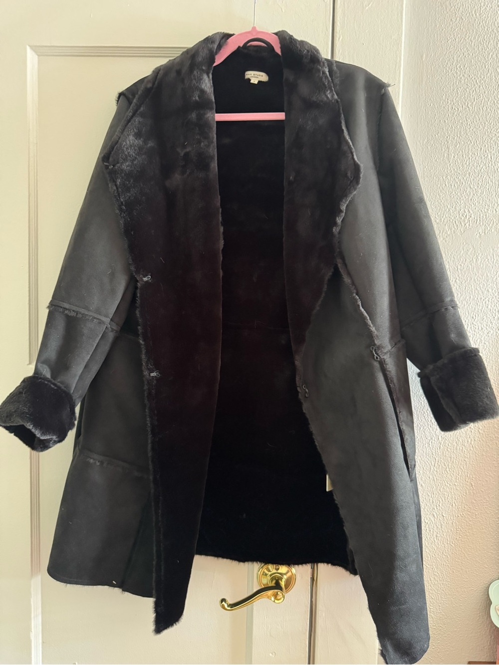 Max Studio Black Faux Suede Trench Coat
